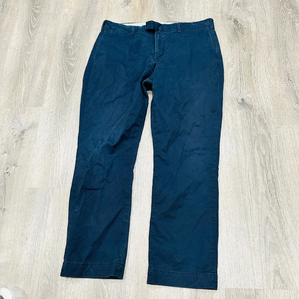 Polo Ralph Lauren‎ Pants Mens 38x32 Navy Stretch Straight Chino Pants Trousers